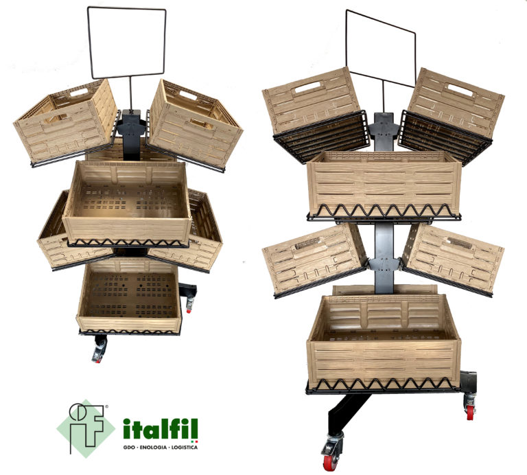 Espositore Frutta E Verdura 4 Livelli Con 9 Contenitori | Scaffale In PP Per Supermercati E Cucina