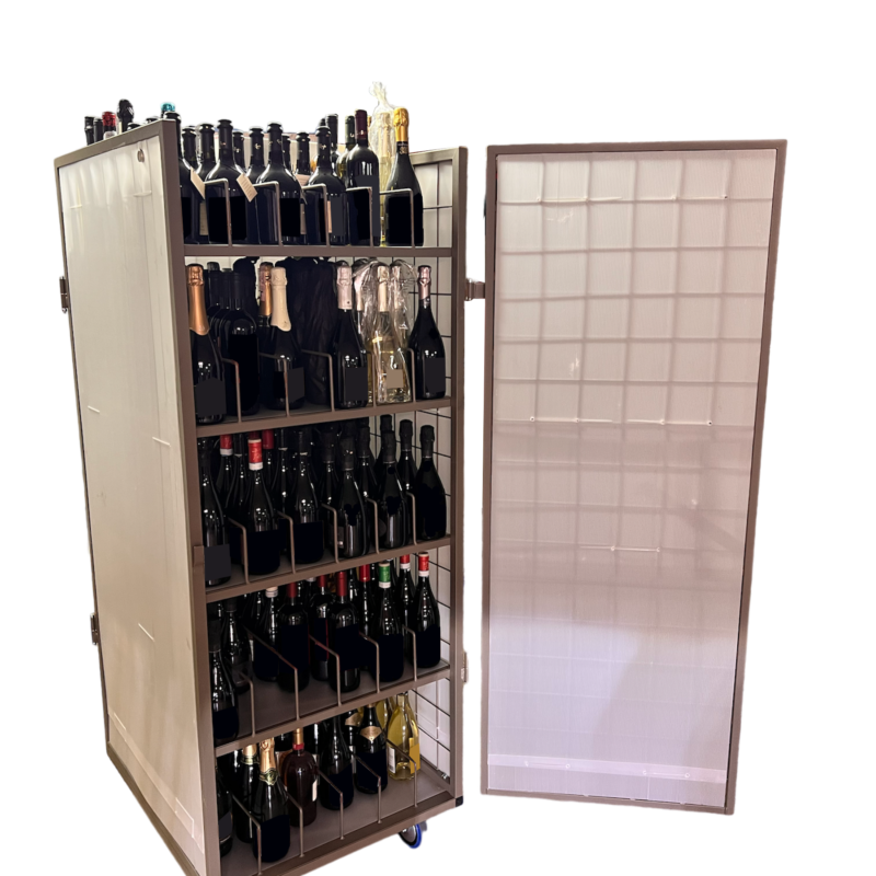 roll per vino e bottiglie